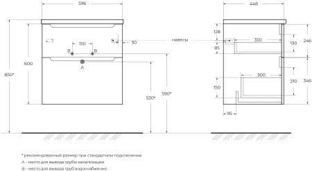 Тумба с раковиной BelBagno ETNA-H60-600-2C-SO-BL-P Bianco Lucido 