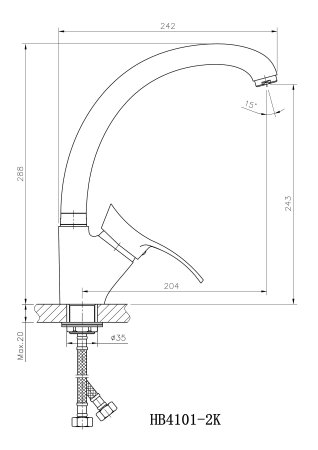 Смеситель для кухни гайка HAIBA HB4101-2K 