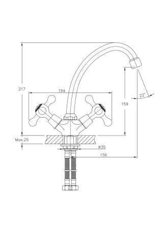 Смеситель однорычажный для кухни HAIBA HB4907 хром 