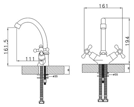 Смеситель Rossinka G02-62 Хром 