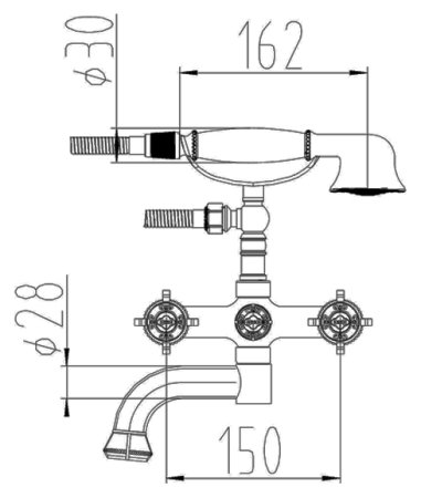 Смеситель Zorg Antic A 2001W-SL для ванны с душем 