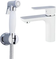 Смеситель для раковины Gappo G48 G1048-1 с гигиеническим душем Белый Хром