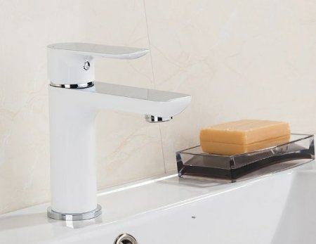 Смеситель для раковины Gappo G48 G1048-1 с гигиеническим душем Белый Хром 