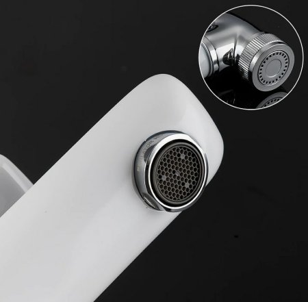 Смеситель для раковины Gappo G48 G1048-1 с гигиеническим душем Белый Хром 