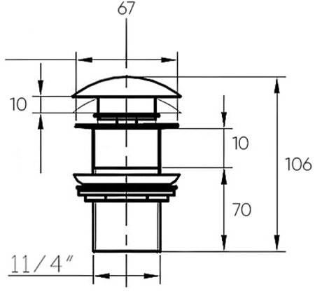 Донный клапан Bronze de Luxe 1001GR click-clack Светло-серый 