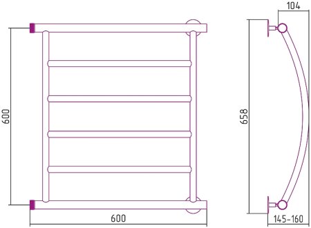 Водяной полотенцесушитель Сунержа Стилье Минор 600х600 00602-6060 Хром 