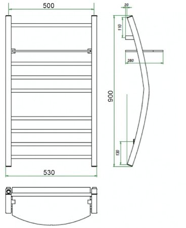 Водяной полотенцесушитель Grota Vela 530х900 Хром 