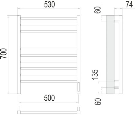 Электрический полотенцесушитель Terminus Сицилия П9 500х700 4670078526311 Хром 