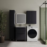 Тумба напольная STYLELINE "Бергамо мини 60" (2 ящ.) Люкс Плюс антискрейтч графит с раковиной Каре Люкс МИНИ 600х350