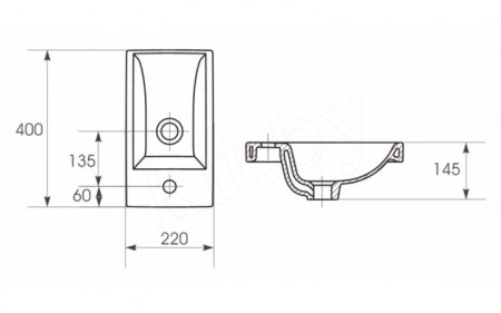 Тумба Санта Омега 40 подвесная с умывальником Como 40 