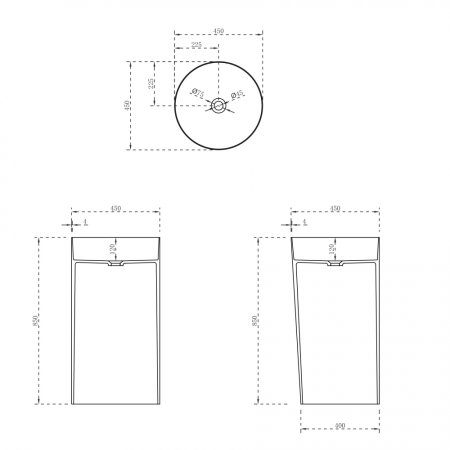 Раковина отдельностоящая ABBER Stein AS2506 белая матовая 