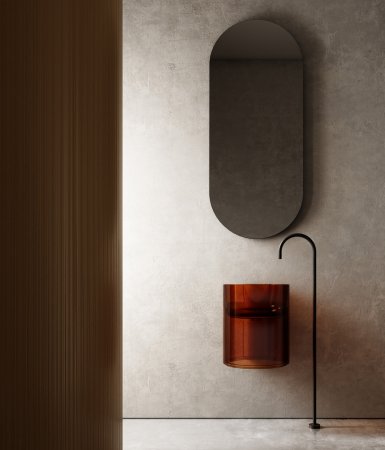 Раковина подвесная прозрачная ABBER Kristall AT2704Opal коричневая 