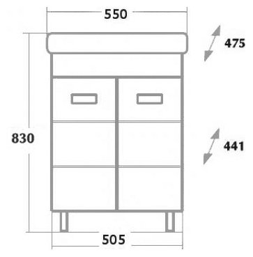 Тумба с раковиной Onika Балтика-Квадро 55.10 