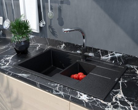 Мойка кухонная Paulmark Feste PM237850-BLM черный металлик 