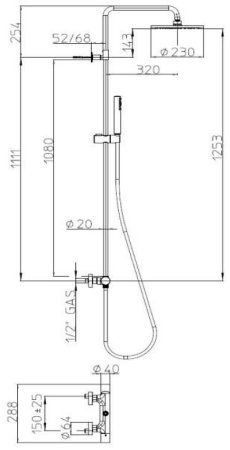 Душевая система Bossini Cosmo L10095.073 Черная матовая 