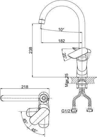 Смеситель D&K Baciano DA1032401 для кухонной мойки 