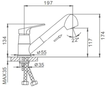 Смеситель для кухни Frap H13 F6013 Хром 