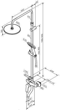 Душевая система Damixa Jupiter 977740300 Черная матовая 