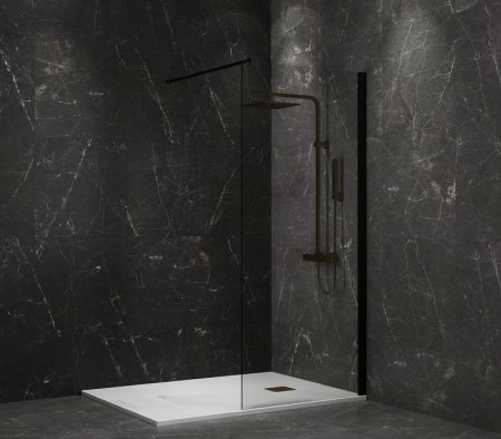 Душевая перегородка Paini 80 Walk-In 80C профиль Черный матовый стекло прозрачное 