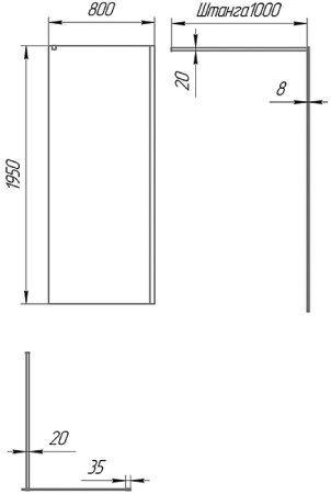 Душевая перегородка Paini 80 Walk-In 80C профиль Черный матовый стекло прозрачное 