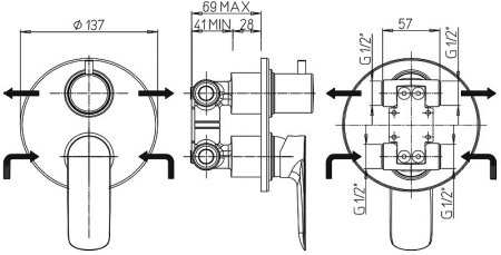 Смеситель для душа Paini Nove 09PZ6911 Черный матовый 