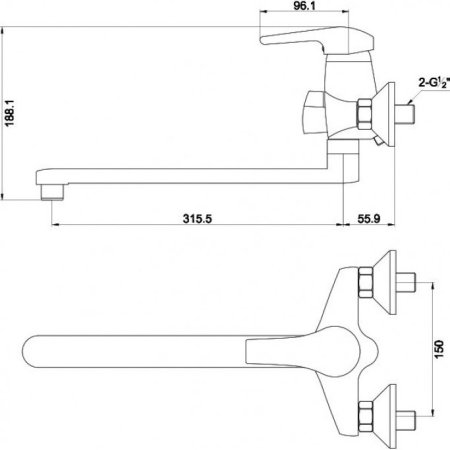 Смеситель Timo Classic 0045Y-CRchrome универсальный 
