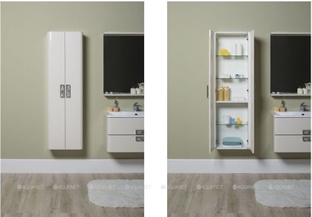 Шкаф-пенал для ванной Aquanet Паллада 50 слоновая кость 