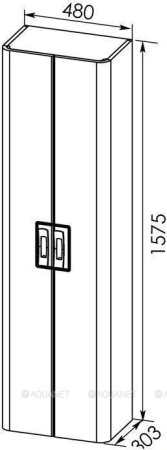 Шкаф-пенал для ванной Aquanet Паллада 50 слоновая кость 