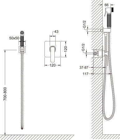 Гигиенический душ Timo Torne 4389/17SM со смесителем, золото матовое 