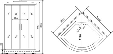 Душевая кабина Timo Standart T-6601 B профиль черный 