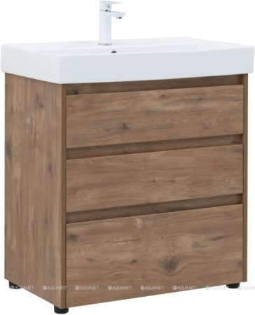 Тумба с раковиной Aquanet Nova Lite 75 дуб рустикальный (3 ящика) 