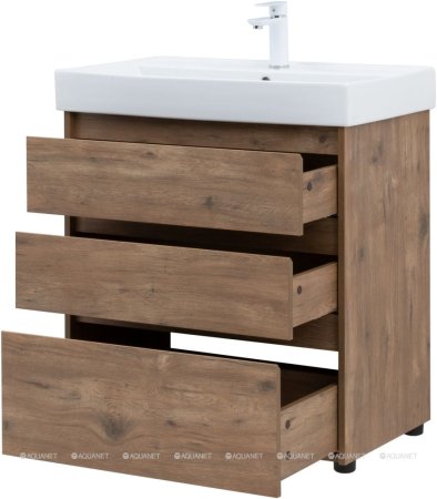 Тумба с раковиной Aquanet Nova Lite 75 дуб рустикальный (3 ящика) 