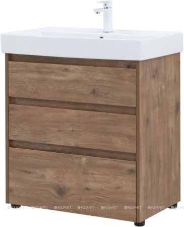 Тумба с раковиной Aquanet Nova Lite 75 дуб рустикальный (3 ящика) 