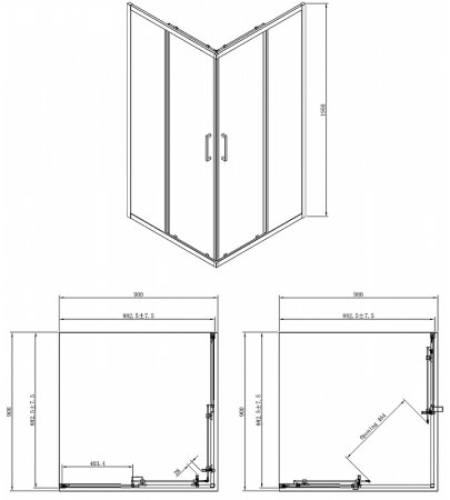 Душевой уголок Azario Seattle AZ-131 S A 90*90*195 профиль Хром стекло прозрачное 
