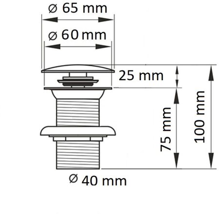 Донный клапан для раковины CeramaLux RD018 без перелива, черный 