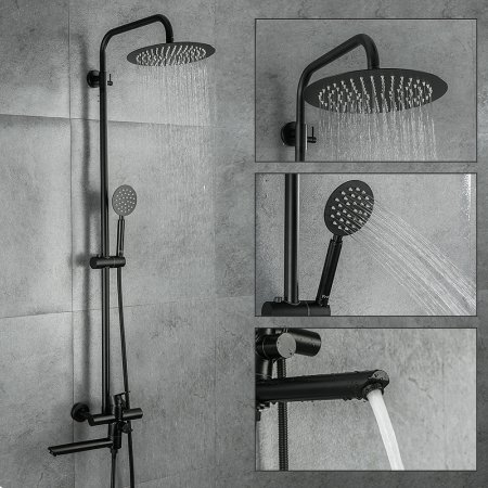 Душевая система Frap H801 F24801-6 Черная матовая 