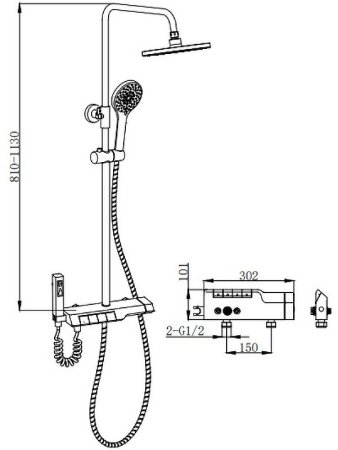 Душевая система Boch Mann Vettorre TS BM9650 с термостатом Хром 