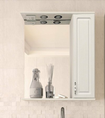 Зеркало со шкафом Style Line Олеандр 2 Люкс 65 ЛС-00000202 с подсветкой Рельеф пастель 