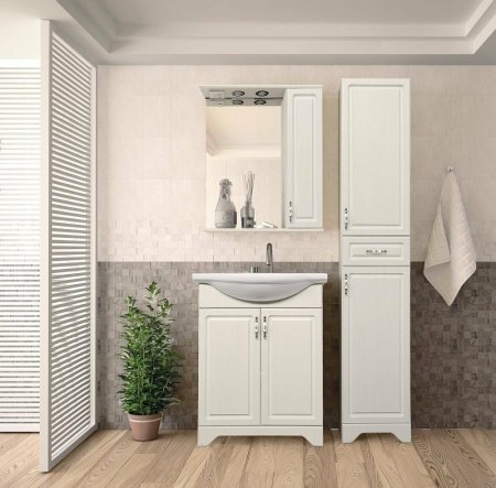 Зеркало со шкафом Style Line Олеандр 2 Люкс 65 ЛС-00000202 с подсветкой Рельеф пастель 