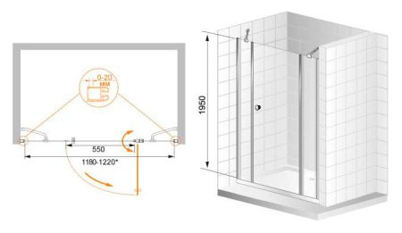 Душевая дверь в нишу Cezares Elena B13 90/60/60 C Cr 