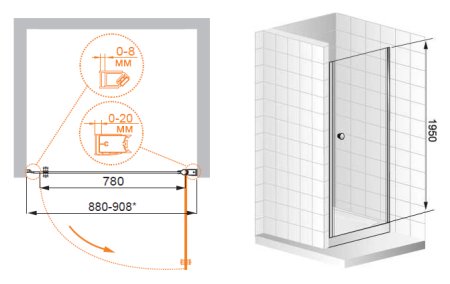 Душевая дверь в нишу Cezares Elena B1 80 C Cr 