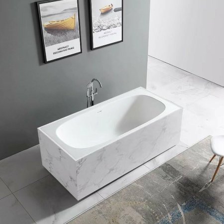 Ванна из искусственного камня Abber Blitz 180x85 AS9501GB Белый мрамор без гидромассажа 