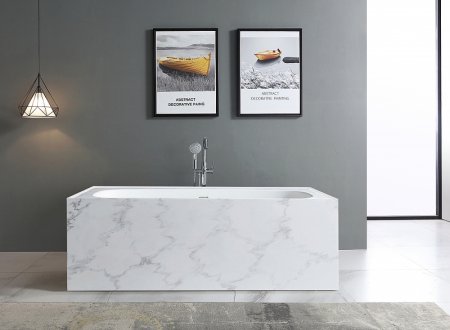 Ванна из искусственного камня Abber Blitz 180x85 AS9501GB Белый мрамор без гидромассажа 