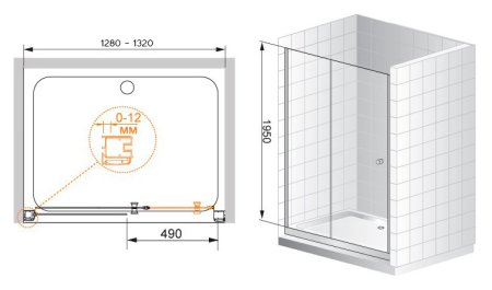 Душевая дверь в нишу Cezares Anima BF1 130 P Cr 