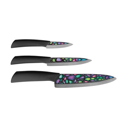 Набор из 3 ножей Omoikiri MIKADZO Imari-BL+ подставка 4992023 