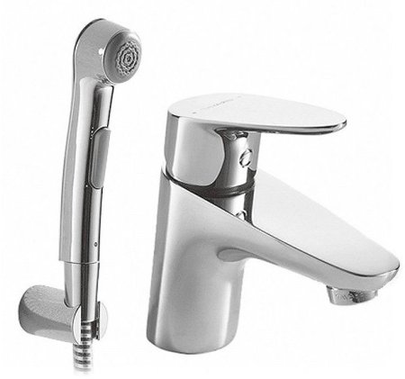 Смеситель для раковины с гигиеническим душем Bravat Drop F14898C-2, хром 