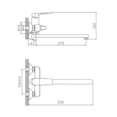 Смеситель однорычажный для ванны длинный излив HAIBA CRON CN22521 