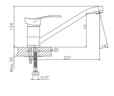 Смеситель однорыажный для кухни HAIBA CRON CN4201-2 