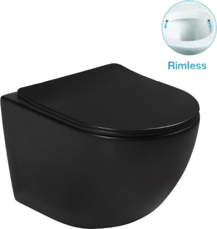 Унитаз подвесной SantiLine SL-5018MB безободковый, черный матовый 