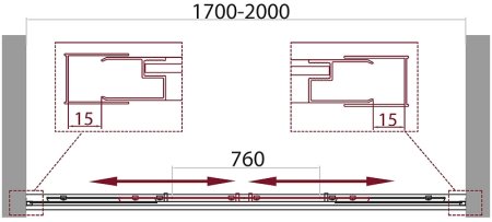 Душевая дверь BelBagno Unique 200 UNIQUE-BF-2-170/200-P-Cr профиль Хром стекло рифленое 